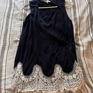 Navy Laced Top
